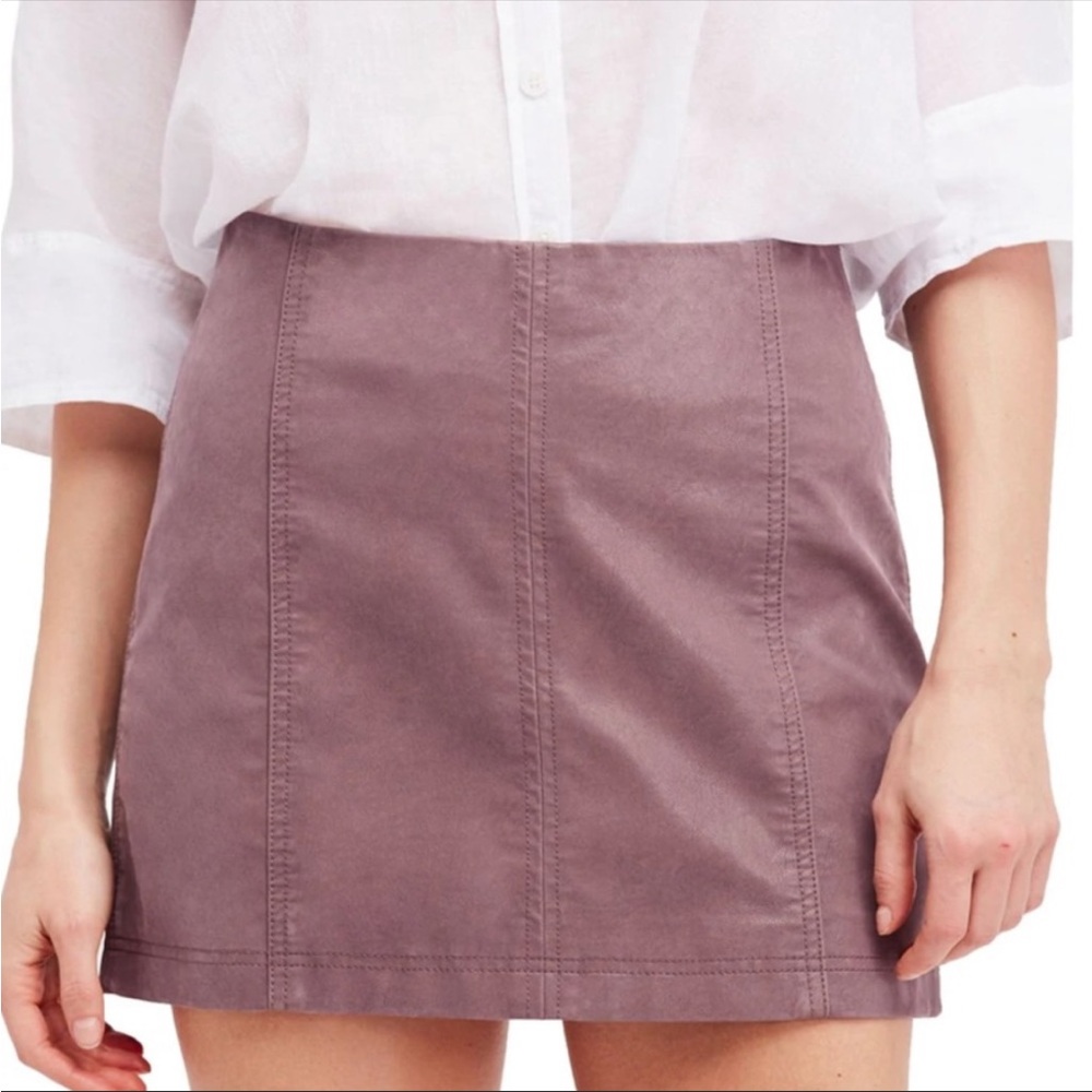 Free Peopl Faux Leather Eggplant Mini Skirt